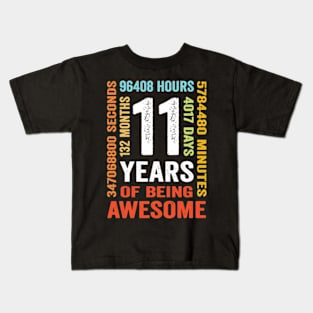 11 Years 132 Months Of Being Awesome 11th Birthday Kids T-Shirt